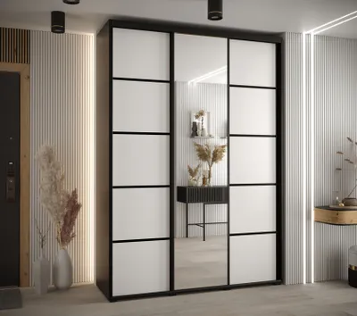 Obrázek produktu pro Šatní skříň YVONA 5 - 180/45 cm, černá / bílá / černá