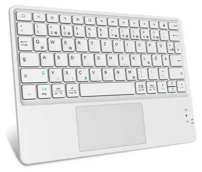 Produktbild von FINTIE Kabellose Bluetooth Tastatur mit Touchpad, Tablet Tastatur Deutsch Layout für iPad, Samsung Tablets, iPhone, Smartphone, iOS, Android-Tablets, Weiße