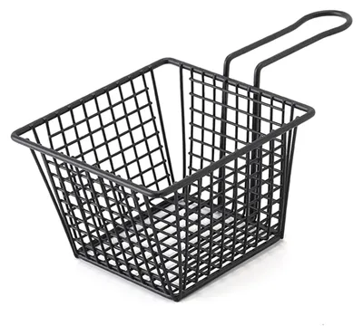 Image de Panier à frites en fer, support à frites, passoire à frites avec poignée, pour restaurant ou usage domestique, noir