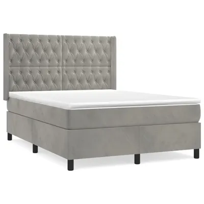 Produktbild von vidaXL Boxspringbett mit Matratze Hellgrau 140x190 cm Samt