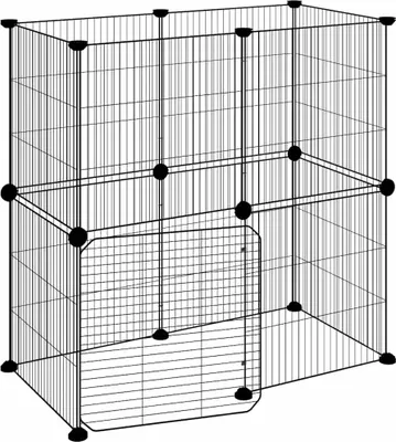 Obrázok produktu pre vidaXL 12-dielna klietka pre domáce zvieratá s dvierkami čierna 35x35 cm oceľ