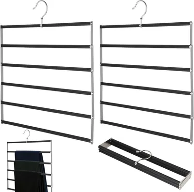 Produktbild von 2 Stück faltbare Hosenbügel mit 360° drehbarem Haken, platzsparender Kleiderorganizer für Jeans, Hosen, Schals und mehr