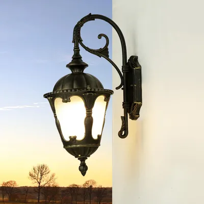 Produktbild von Außenwandleuchte Rustikal "Tybr" Antik Aluminium Glas Wandlampe Balkon Terrasse Garten