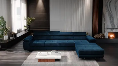 Obrázek produktu pro FurMeb24 ECKSOFA LAZZANO MAXI MONOLITH 77 - pravá strana - MARINE - s lůžkem a funkcí spánku