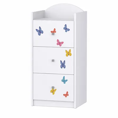 Produktbild von Kinderkommode Weiß mit 3 Schubladen, Schubladenkommode mit schönem Aufdruck, Wäschekommode Kinderzimmer Babyzimmer Unisex