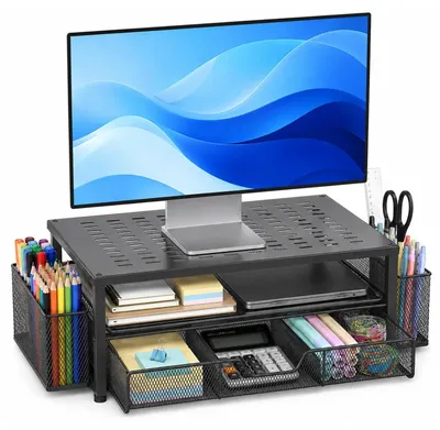 Immagine prodotto di Omgoods - Supporto per monitor con superficie di appoggio per computer e laptop