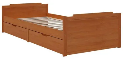 Zdjęcie produktu dla Łóżko jednoosobowe – Rama łóżka – Drewno sosnowe – Wbudowane schowki – 90x200 cm