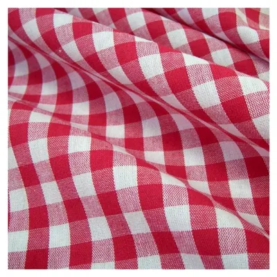 Produktbild von Baumwollstoff Bauernkaro rot weiß kariert