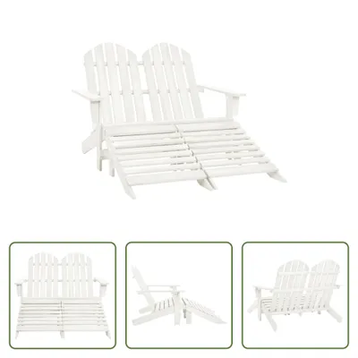 Obrázok produktu pre The Living Store Záhradná lavica Adirondack 2-miestna s podnožkou z jedľového dreva biela