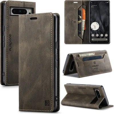 Image de Google Pixel 8 Pro Housse, rétroPolyuréthaneétui en cuir Stand de protection pour Google Pixel 8 Pro cuivre