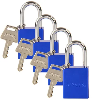 Productafbeelding van Aluminium hangslot, gelijkssleutel, weerbestendig, blauw
