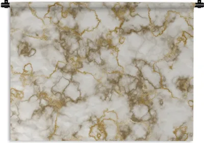 Produktbild von MuchoWow® Wandteppich Wandbehang Marmor - Gold - Linie 150x112.50 cm Tapisserie Dekoration Wandtuch - Wanddecke - Wandteppiche