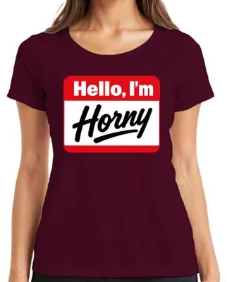 Zdjęcie produktu dla "Śmieszna tabliczka z napisem 'Jestem rozpalony'. Idealna na imprezę, zabawny prezent dla kobiet. T-shirt, kolor burgundowy, rozmiar XXL."