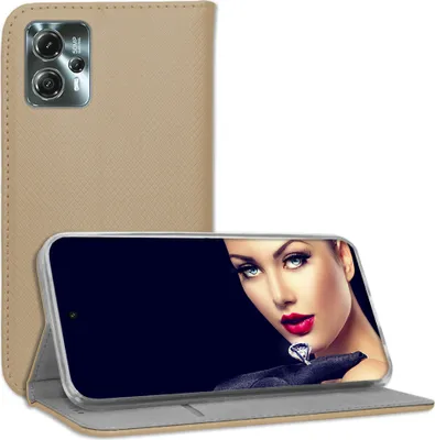 Produktbild von Bookstyle Schutzhülle Klapphülle Schutztasche Etui Cover für Motorola Moto G13, Moto G23 (6.5'') - Gold