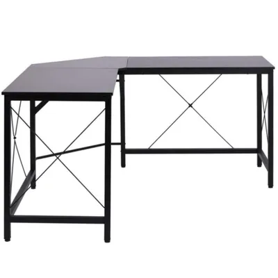 Produktbild von AIORBER L-förmiges Computertisch, verstellbare Beine, geräumige Arbeitsfläche, MDF, für Büro und Arbeitszimmer, 150x150x76cm, Schwarz