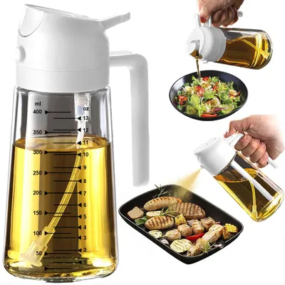 Öldispenser 2-in-1, 470 ml, BPA-frei, Glas, für Olivenöl & Essig