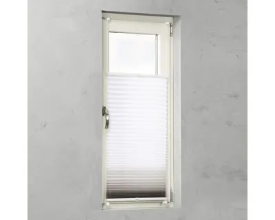 Produktbild von SOLUNA Faltenplissee mit Seitenverspannung ohne Bohren Farbverlauf weiß/dunkelgrau 60x130 cm