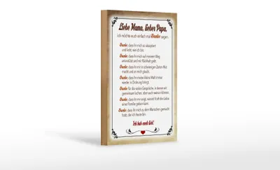 Produktbild von Holzschild Spruch 12x18cm Mama Papa hab euch lieb danke