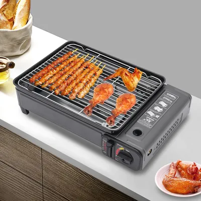Produktbild von Tragbarer Tischgrill mit Grillnetz für Camping