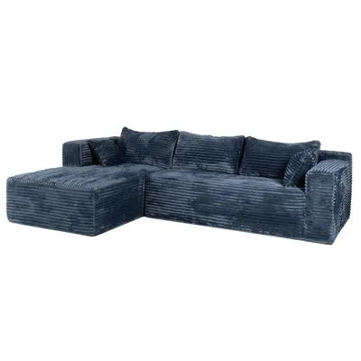 Produktbild von Ecksofa Cord Schlafsofa mit Chaiselongue, modernes L-Form Sofa klein 3-Sitzer Ecksofa, bequem & platzsparend, ideal für Wohnzimmer