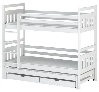 Obrázek produktu pro Třílůžková dřevěná patrová postel NERE 80x200
