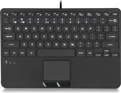 Produktbild von Perixx PERIBOARD-425, US, Mini USB-Tastatur, Touchpad, 2x Hub, schwarz