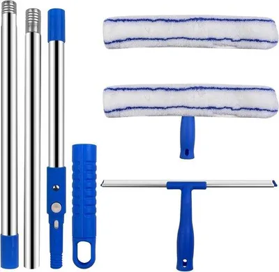 Obrázek produktu pro Profesionální, flexibilní teleskopická sada na úklid, 120 cm, s prodlužovací tyčí, do koupelny, sprchy, na sklo, okna a auto.