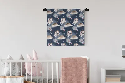 Produktbild von MuchoWow® Wandteppich Wandbehang Astronaut - Rakete - Weltraum - Kinder - Jungen - Mädchen - Kinder 60x60 cm Tapisserie Dekoration Wandtuch - Dekorationen - Wand Decke