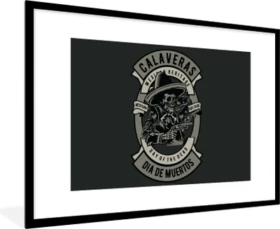 Produktbild von MuchoWow® MuchoWow® Gerahmtes Poster Skelett - Pistole - Retro 90x60 cm - Poster mit zchwarzem Bilderrahmen - Wanddekoration - Fotos