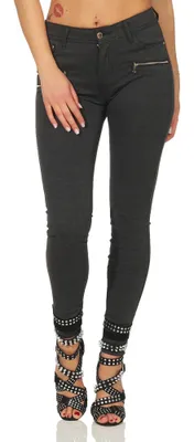 Produktbild von Treggings Jeggings Hüfthose Stretch Slimfit mit Taschen Hose; Grafit XS
