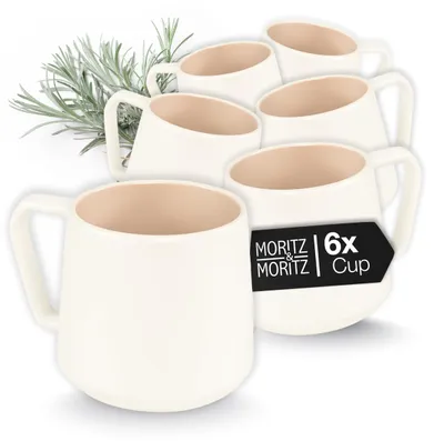 Kaffeetassen Set 6-teilig Almond 500 ml Steingut mit Henkel