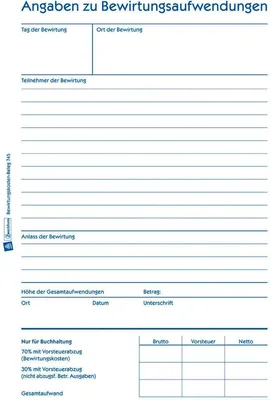 Produktbild von Formularbuch Bewirtungskosten-Beleg A5 50 Blatt Packung mit 10 Stück