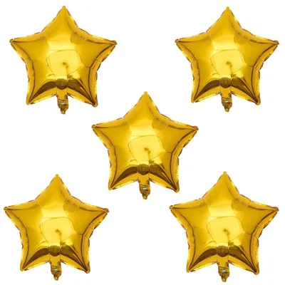 5er-Pack goldene Stern-Folieballons, 45 cm, 18 Zoll