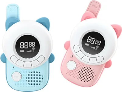 Immagine prodotto di TechKidz, coppia di walkie-talkie per bambini con schermo LCD illuminato modello Miaou, blu