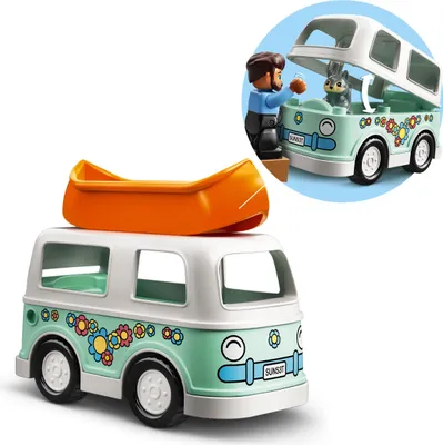 Produktbild von LEGO 10946 DUPLO Familienabenteuer mit Campingbus, Wohnmobil Spielzeugauto, Lernspielzeug ab 2 Jahre, Kinderspielzeug