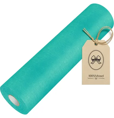 Productafbeelding van 100% Mosel vlies tafelkleed, in turquoise (30 cm x 25 m), tafelband