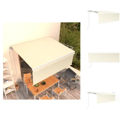 Obrázek produktu pro vidaXL Markýza automaticky zatahovací s volánem 4x3 m krémová - Markýzy
