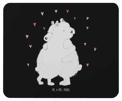 Produktbild von Mr. & Mrs. Panda Mauspad Eisbär Umarmen - Schwarz - Geschenk, computer mousepad, laptop, Mouse Pad, Lustige Sprüche, pc mausunterlage