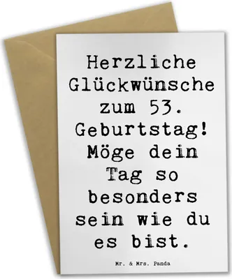 Produktbild von Mr. & Mrs. Panda Grußkarte Spruch 53. Geburtstag - Weiß - Geschenk, besonderer, Alter, hochzeitskarten, Jubilar, besondere Geburtstagswünsche, dankeskarten, Geschenke zum