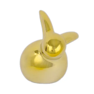 Produktbild von Hase Porzellan gold glänzend Osterdekoration Frühlingsdeko 12x4cm