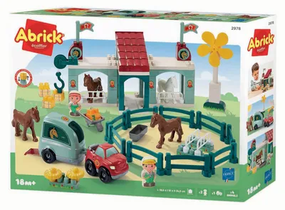 Produktbild von Abrick Pferderennbahn Bauset - bunte Spielset mit Pferden