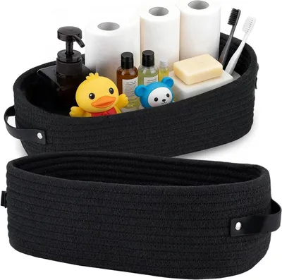 Obrázok produktu pre Pletený úložný kôš, 28x10x10 cm, 2 kusy, s rúčkou, vhodný do kúpeľne