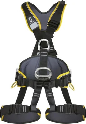 Komplettgurt Profi Worker 3D Standard von singing rock; schwarz mit gelben Akzenten; für Arbeitssicherheit.