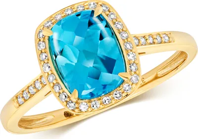 Produktbild von 9 Karat (375) Gold Cluster Diamant Damenring Brillant-Schliff 0.12 Karat mit Topas, 55 (17.5); TRS10878RSO