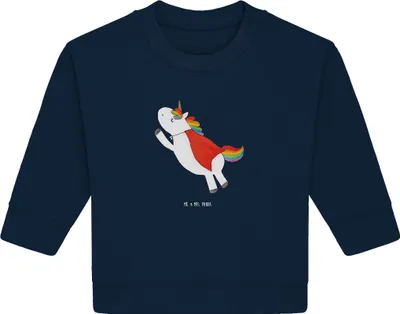 Produktbild von Mr. & Mrs. Panda Organic Baby Pullover Einhorn Super 12. - 18. Monat - French Navy - Geschenk, Held, Unicorn, Freundin, Superheld, Einhörner, Bullover