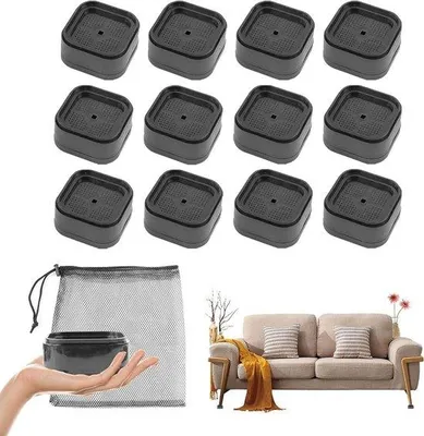 Produktbild von Famanu Möbelverhöher 2 Zoll - Verstellbare Möbelheber für Sofas und Stühle - Set von 12 - Schwarz