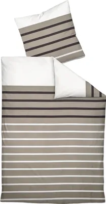 Produktbild von Mako-Satin-Bettwäsche - Taupe - Braun - Weiß - 135 x 200 cm - Baumwolle - mit Reißverschluss