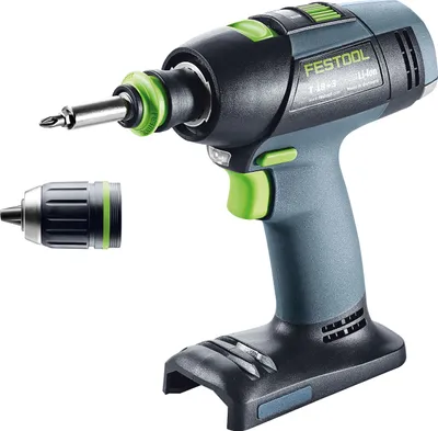 Produktbild von Festool Akku-Bohrschrauber T 18+3-Basic, Elektrischer Schraubendreher, Pistolengriff, Schwarz, Blau, 1500 RPM, 450 RPM, 1500 RPM