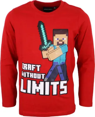 Produktbild von Minecraft Steve Red Gamer Kinder langarm Shirt – 140