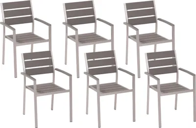 Produktbild von BELIANI Gartenstuhl 6er Set Grau Kunstholz Metallbeine Stapelbar Modern